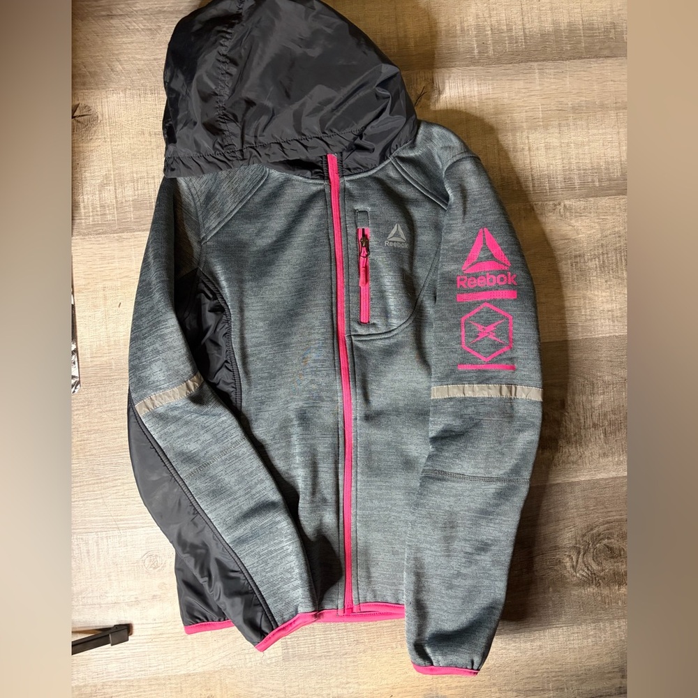 Reebok Charcoal and Magenta Fleece Jacket